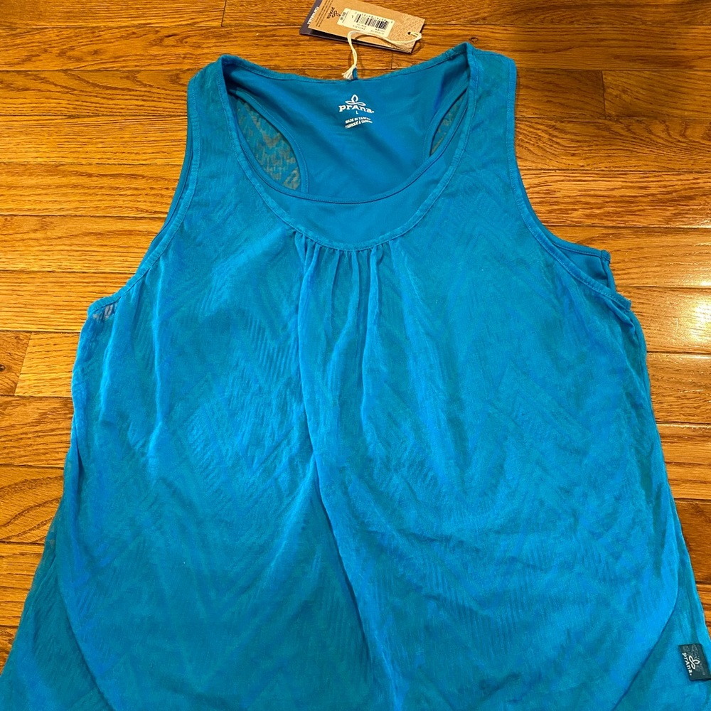 NWT Prana double lined tank. Electro Blue Mika performance Top. Fast shipping.